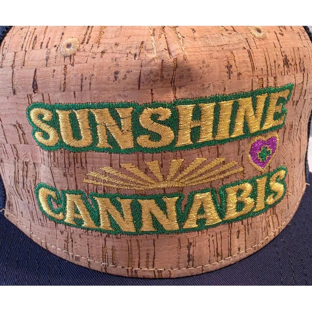 Otto Sunshine Cannabis Cork Front Navy Mesh Flat Bill Snapback Hat 154-1174‎